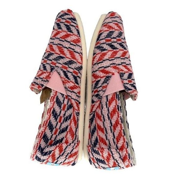 TOMS‎ Womens Alpargatas Chevron Redondo Faux Shearling Flats Pink Blue 7.5 NWOT - Picture 3 of 8